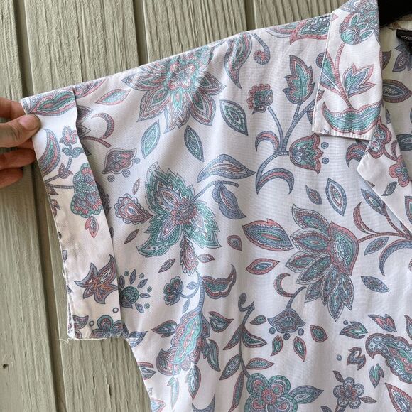 Vintage Cabin Creek Floral Button-Up Blouse L – Pastel Paisley, 90s Cottagecore - Picture 6 of 7